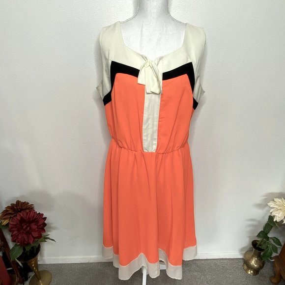 Denim 24/7 Orange Color Block Dress Avant Garde - Picture 1 of 5